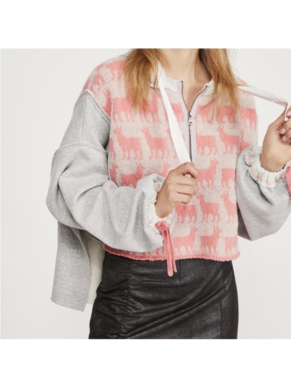 FREE PEOPLE Alpaca My Bags Sweater Grey Coral